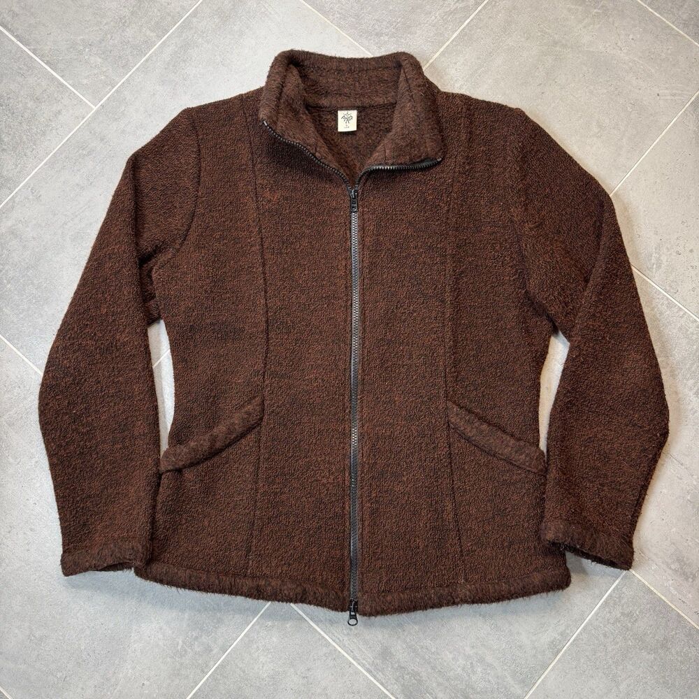 Prana Women’s Sherpa Fleece Jacket Maroon Full Zip L Vintage Made in USA